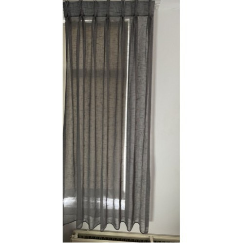 Linnenlook vitrage grijs