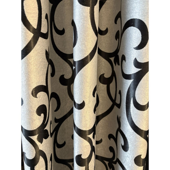 Jacquard Satijn Verduisterende Gordijnen – 2-Tone Design-zwart-grijs