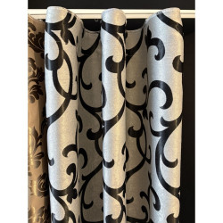 Jacquard Satijn Verduisterende Gordijnen – 2-Tone Design-zwart-grijs