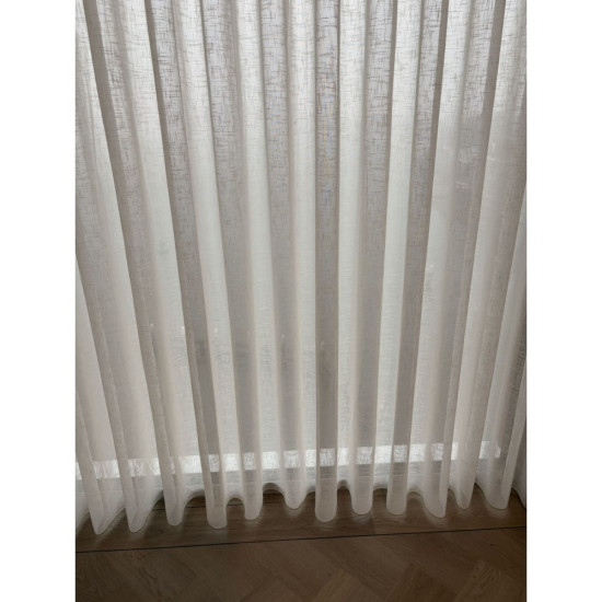 Inbetween Vitrage Gordijnstof Linnen Structuur Beige