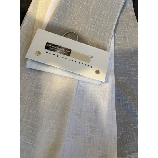 Inbetween Vitrage Gordijnstof Linnen Structuur Beige