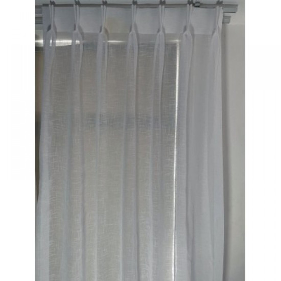 Inbetween Vitrage Gordijnstof Linnen Structuur Wit