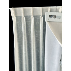 Inbetween Vitrage Gordijnstof Linnen Structuur Wit